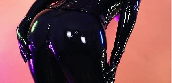  Latex Rubber Catsuit Tease Arya Grander